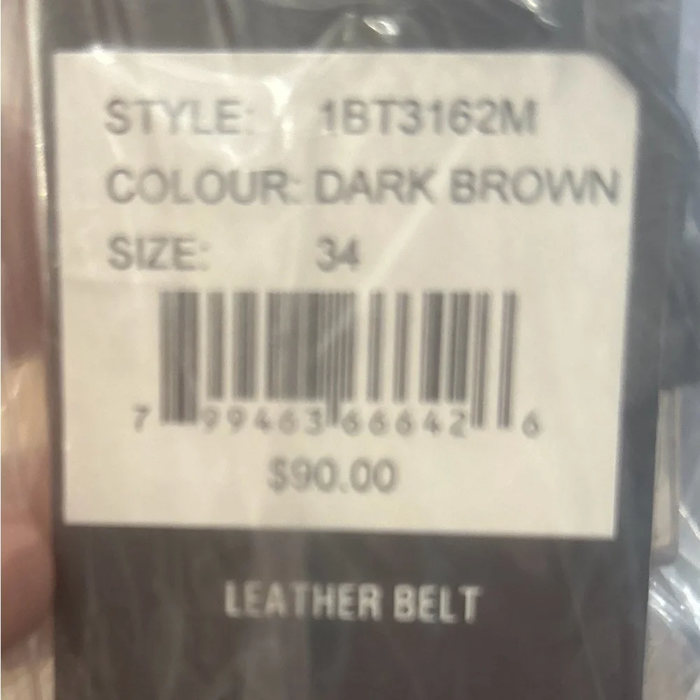 PX Belt mens 34 Dark Brown Leather Belt New With Tags